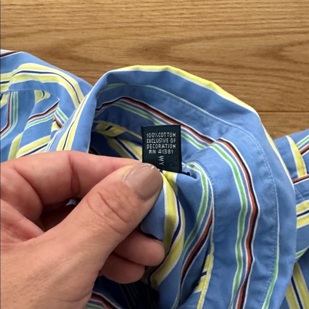 Ralph Lauren Men's Classic Stripe Button Down Shirt with Pony Logo Size Large - Picture 7 of 7